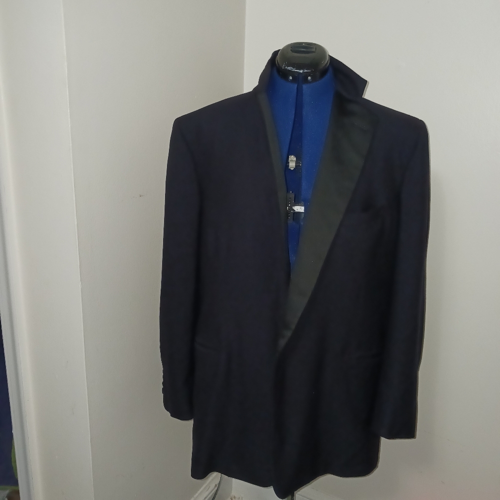 Saint Laurie Tuxedo Jacket One Button Sateen Lapels Black Formal 42R